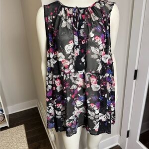 Torrid Black Floral Sheer Top size 4